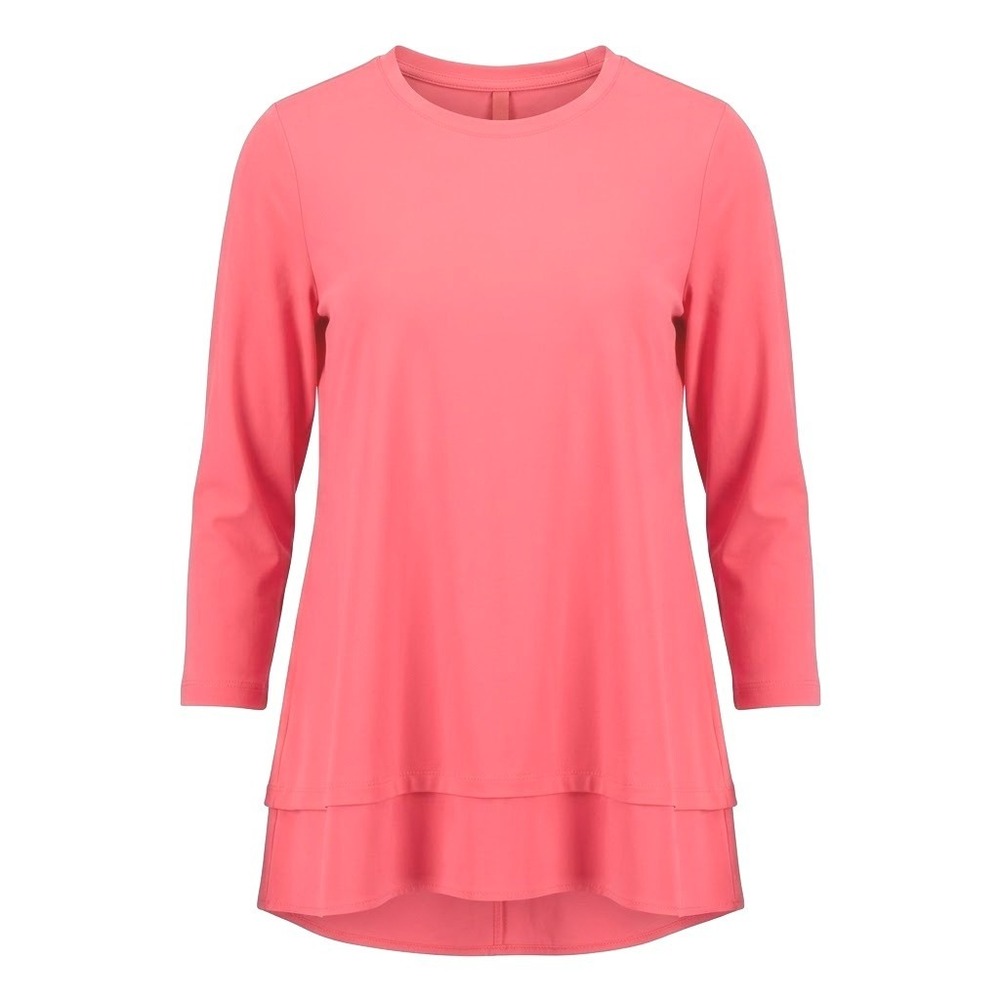 NEW IC Collection Pink Tiered Hem Tunic Dress 3/4 Sleeve Large USA Made